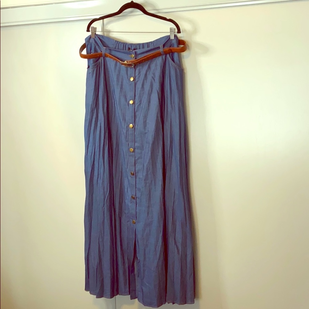 Pleated Jean Skirt